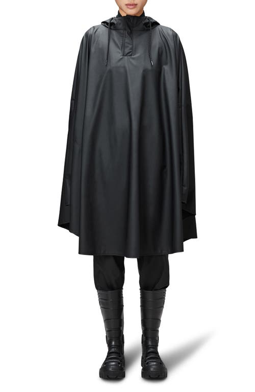 Gender Inclusive Cape W3 Waterproof Hooded Poncho in Black Grain