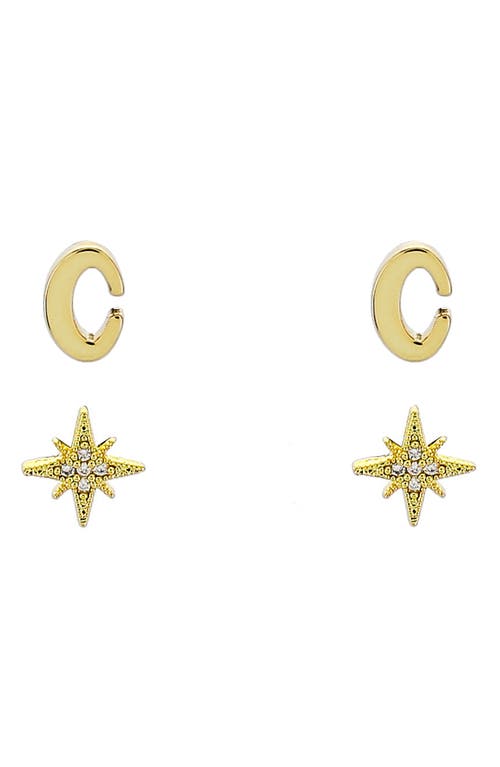 Panacea Initial Starburst Set of 2 Stud Earrings in Gold-C at Nordstrom