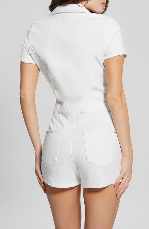 Shop Guess Janae Denim Romper In Pure White