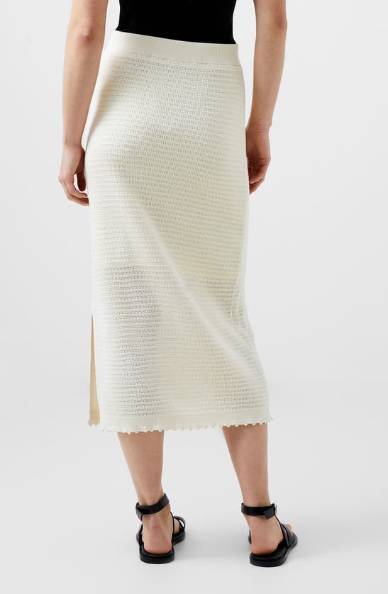 Shop French Connection Nesta Stripe Open Stitch Cotton Sweater Skirt In Classic Cream
