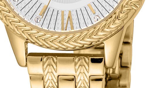 Roberto Cavalli Textured Crystal Bracelet Watch, 30mm In Gold