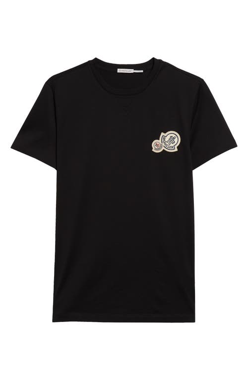 Moncler Double Logo Patch Cotton T-shirt Clothing In Black