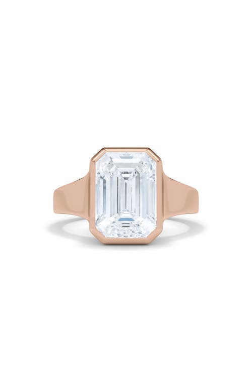 Hautecarat Emerald Cut Cigar Lab Created Diamond Ring In 2.50ctw 18k Rose Gold