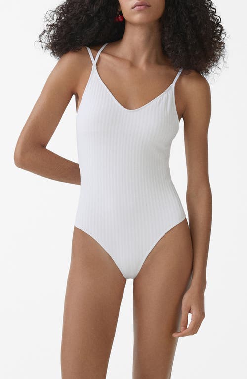 Mango Positano Strappy One-piece Swimsuit In White
