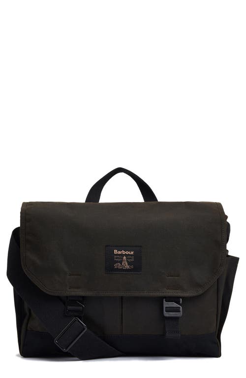 Shop Barbour Field Water Resistant Waxed Cotton Messenger Bag In Olive