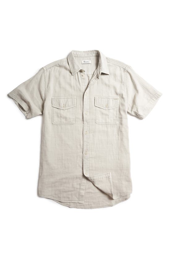 Shop Rowan Leeds Cotton Gauze Short Sleeve Button-up Shirt In Chalk