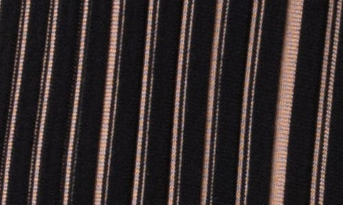 Akris Punto Stripe Long Sleeve Merino Wool Rib Sweater Dress In Black-caramel
