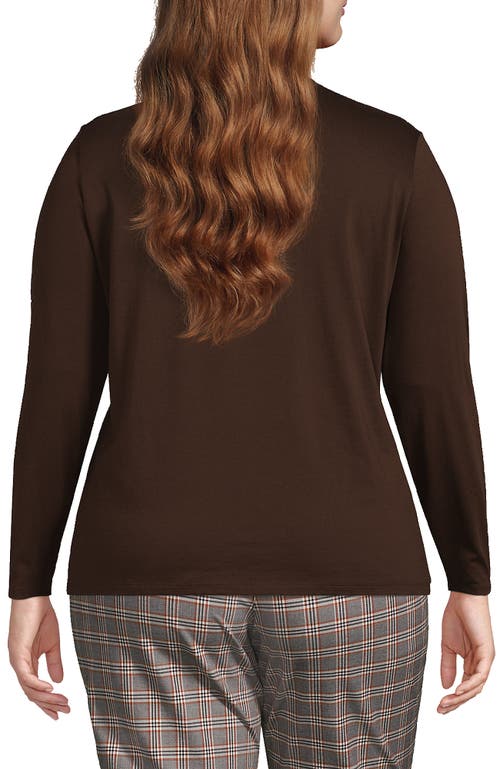 Shop Lands' End Plus Size Relaxed Supima Cotton Long Sleeve V-neck T-shirt In Rich Coffee