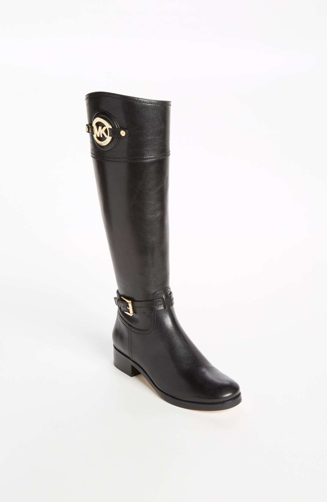 michael kors tall black leather boots