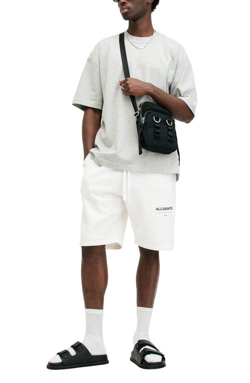 Shop Allsaints Underground Graphic Sweat Shorts In Ashen White