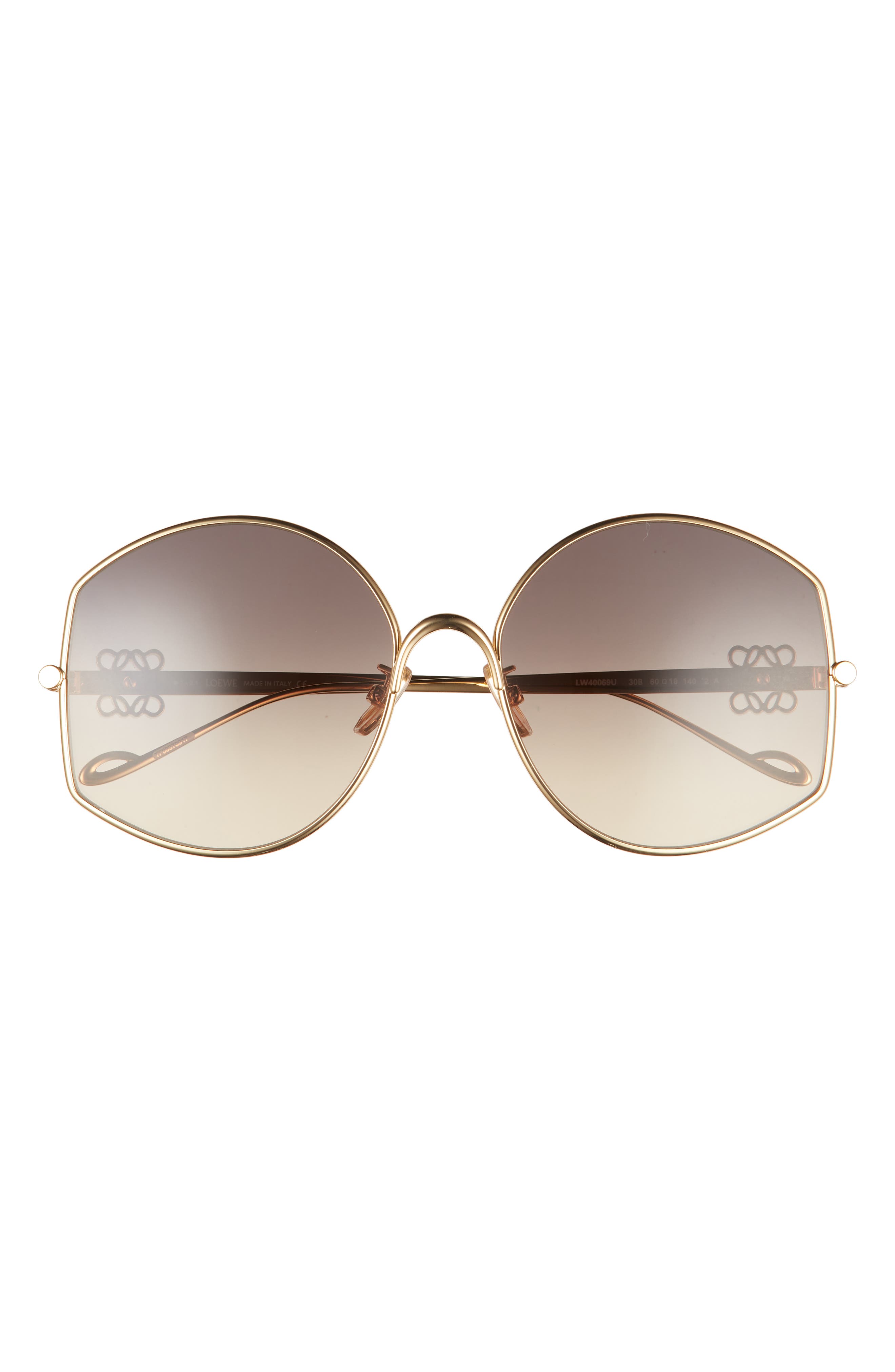Loewe 60mm Round Sunglasses in Shiny Gold /Gradient Smoke at Nordstrom