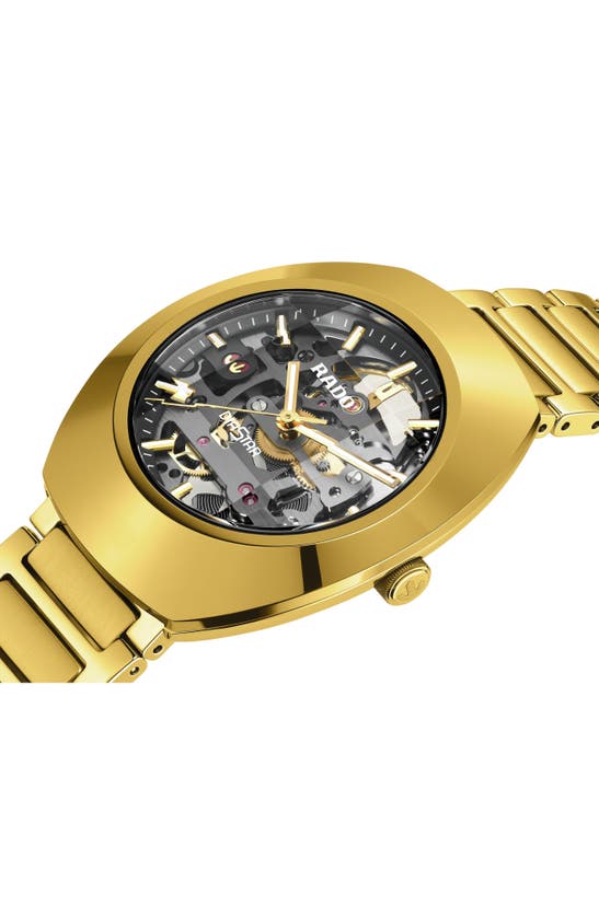Shop Rado Diastar Original Skeleton Open Heart Automatic Ceramic Bracelet Watch, 38mm<br /><br />open Hea In Gold Yellow