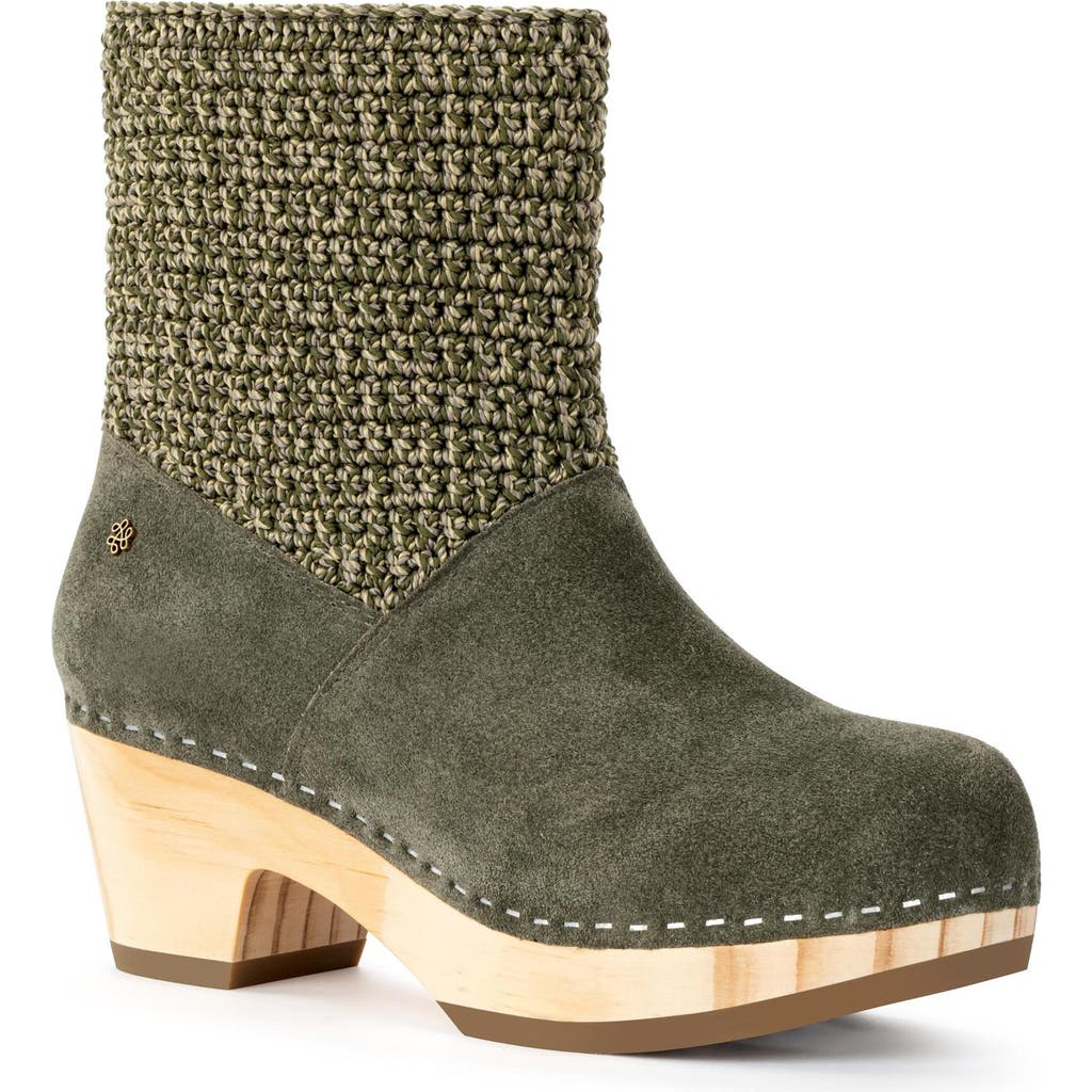 The Sak Paloma Clog Boots In Moss Suede