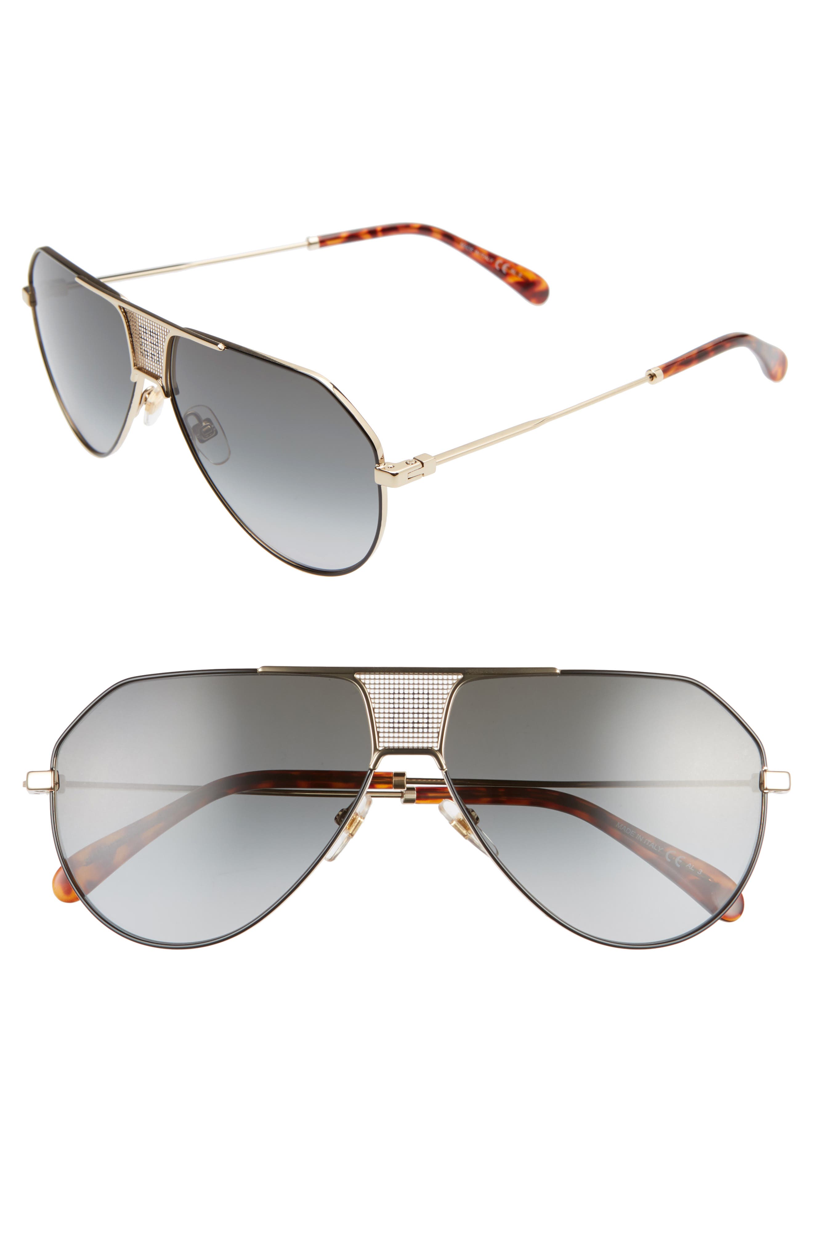 UPC 716736203508 product image for Women's Givenchy 61mm Aviator Sunglasses - Black Gold/ Dkgrey Gradient | upcitemdb.com