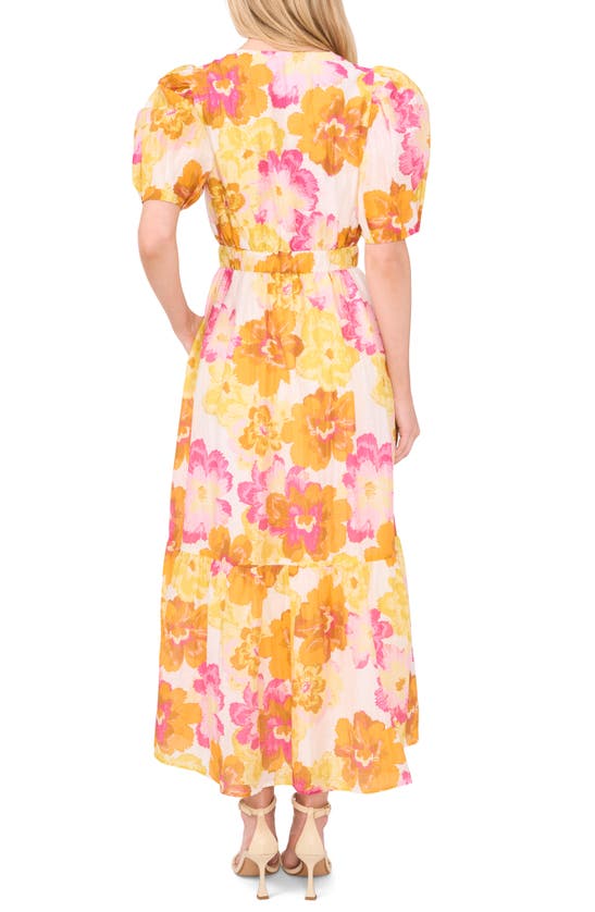 Shop Cece Floral Puff Sleeve Maxi Dress In Radiant Yellow