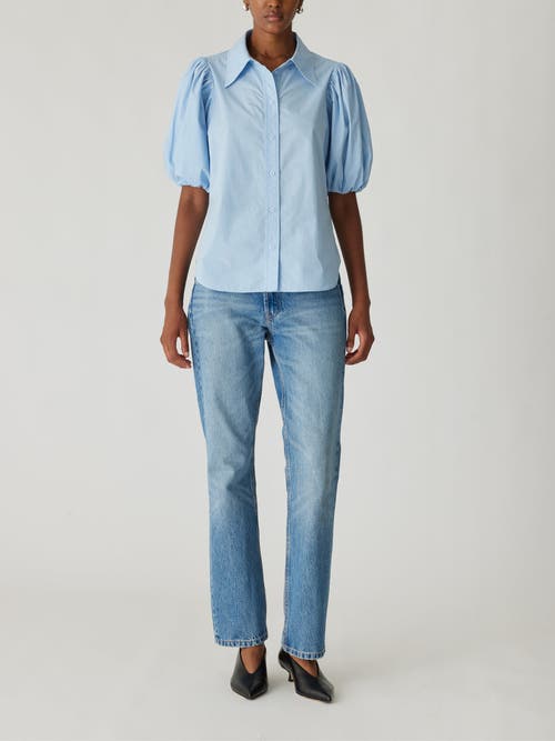 Shop Rebecca Taylor Puff Sleeve Button Down Shirt In French Blue