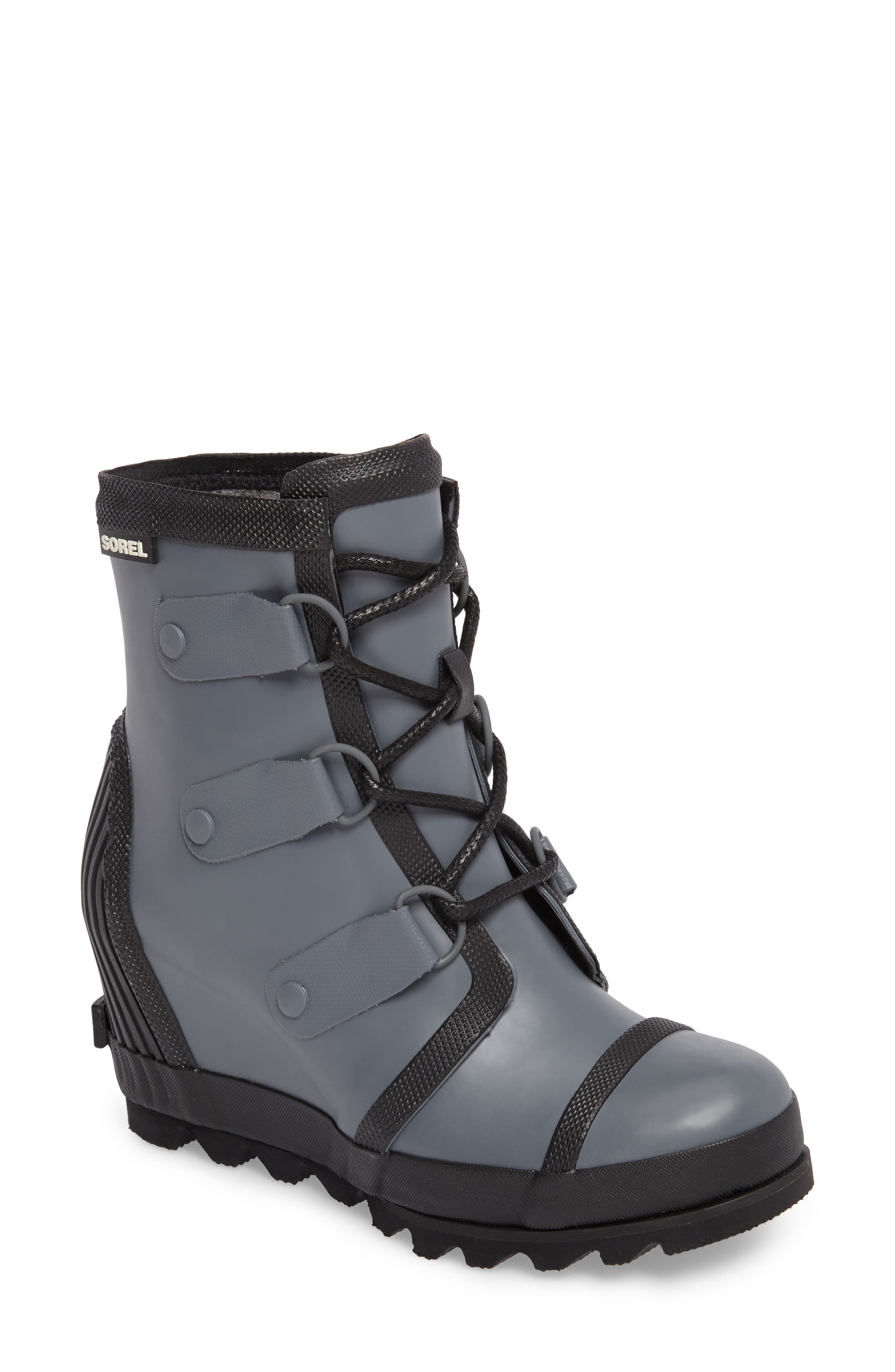 sorel joan rain wedge black