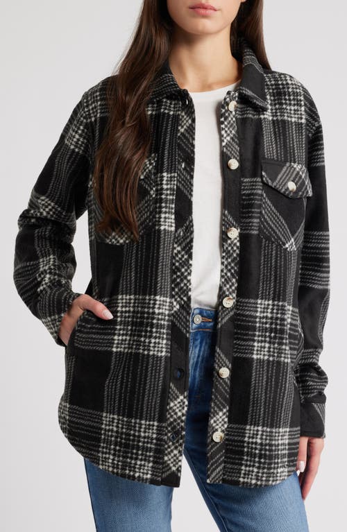 Shop Thread & Supply Plaid Polar Fleece Shacket In Black/ivory