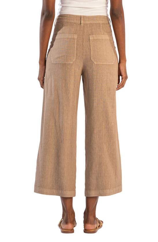 Shop Kut From The Kloth Topaz High Waist Crop Wide Leg Linen Blend Pants In Khaki