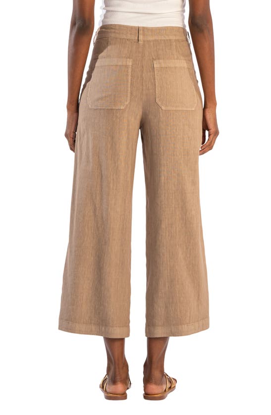 Kut From The Kloth Topaz High Waist Crop Wide Leg Linen Blend Pants In Khaki