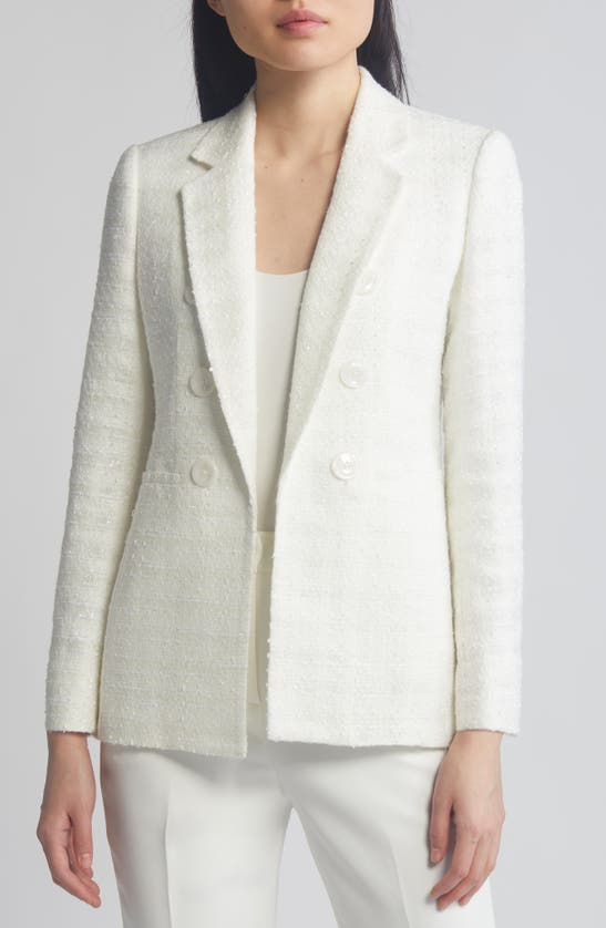 Shop Anne Klein Eyelash Tweed Blazer In Bright White