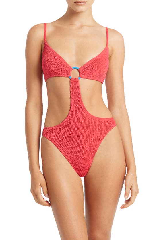 Bondeye Cabai Ring One-piece Swimsuit In Guava