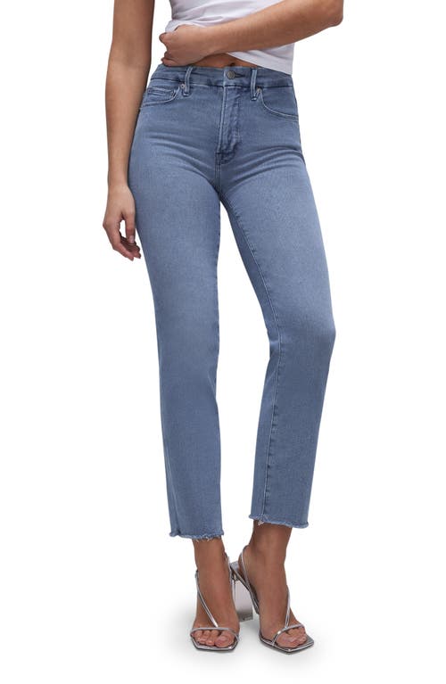 Good American Legs Straight Split Pocket Jeans Blue449 at