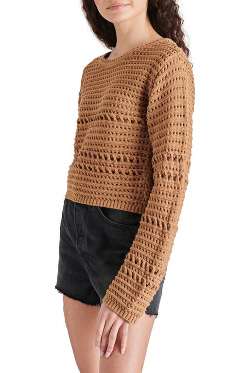 Shop Steve Madden Delicia Open Stitch Cotton Sweater In Toast