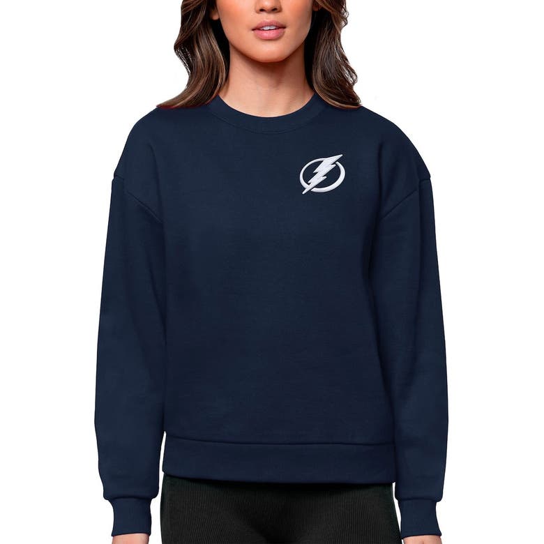 Shop Antigua Navy Tampa Bay Lightning Primary Logo Victory Crewneck Pullover Sweatshirt