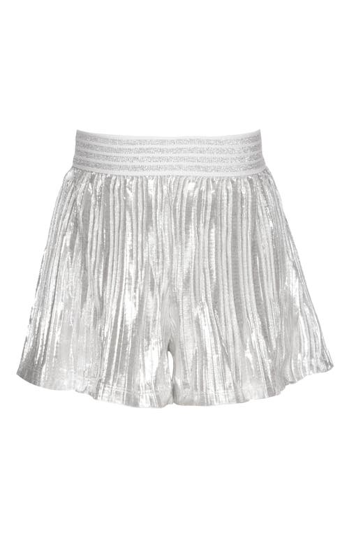 Truly Me Kids' Pleated Metallic Shorts Silver at Nordstrom,