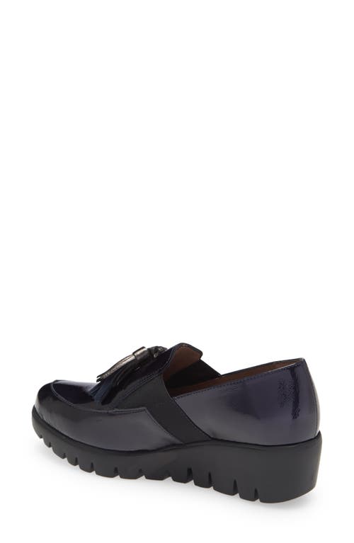 Wonders Loafer Wedge In Lack Noche/wash Plomo