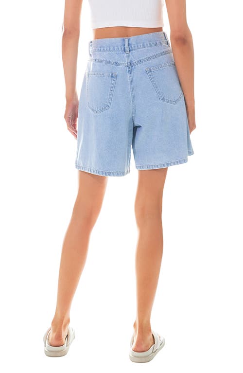 Shop Grey Lab High Waist Wide Leg Denim Shorts In Light Denim