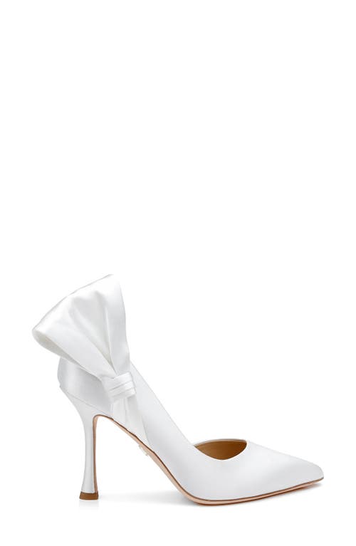 Shop Badgley Mischka Collection Alejandra Pointed Toe Half D'orsay Pump In White Satin