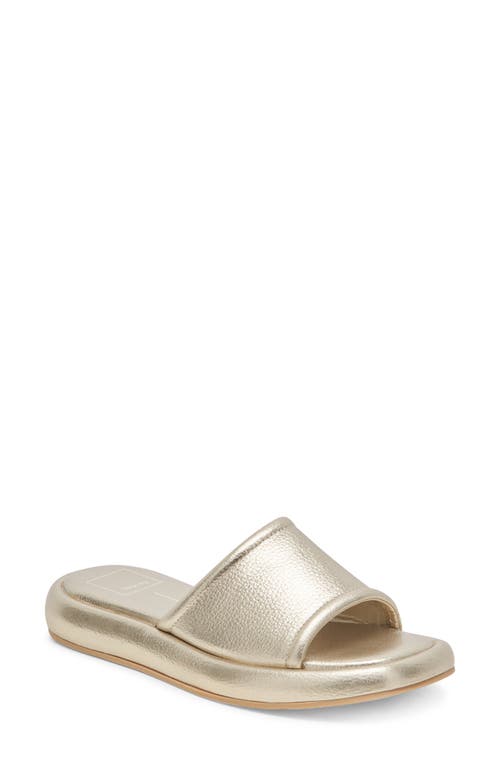 Aisha Platform Slide Sandal in Gold Metallic Leather