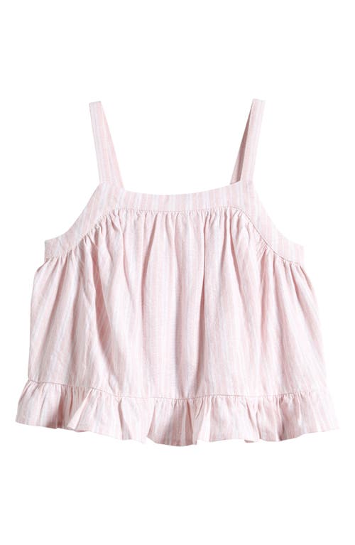 Shop Nordstrom Kids' Apron Linen Blend Top In Pink Lotus Mix Stripe