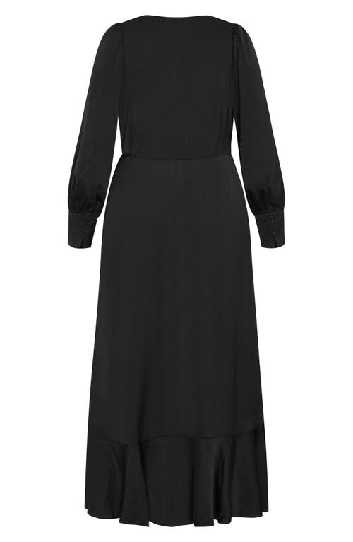 City Chic Oki Long Sleeve Wrap Maxi Dress In Black