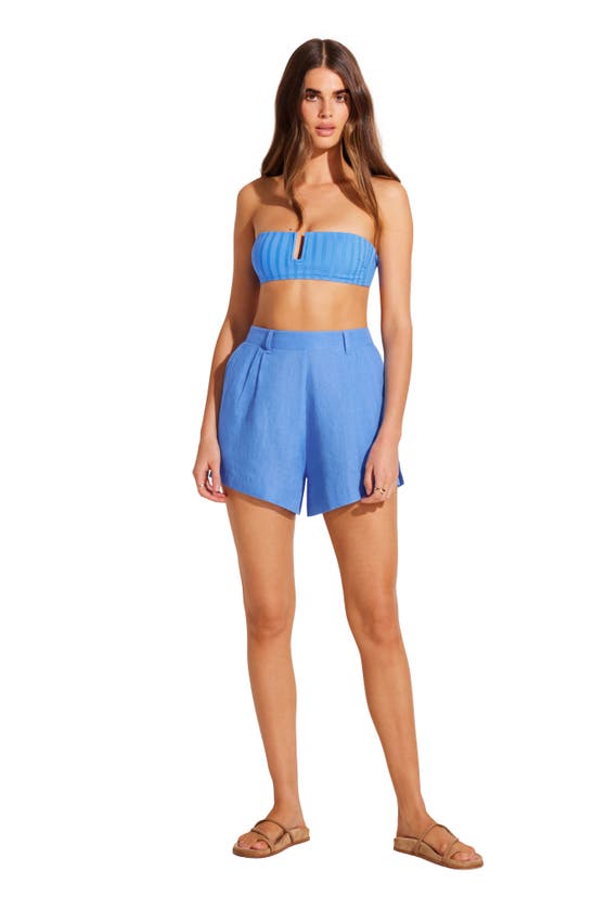 Shop Vitamin A ® The Getaway Linen Cover-up Shorts In Dream Blue Eco Linen