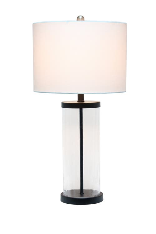 Shop Lalia Home Entrapped Glass Table Lamp With White Fabric Shade In Black/white