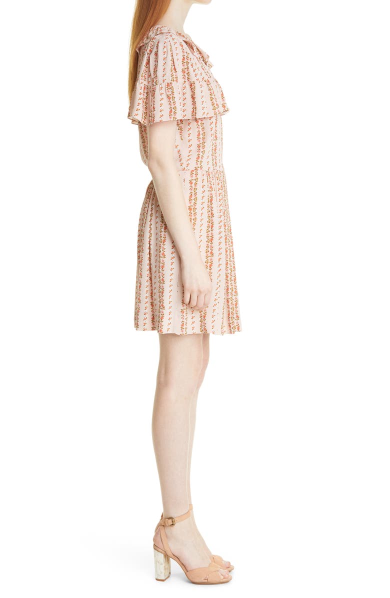 Chloe Floral Ruffle Cotton Blend Dress