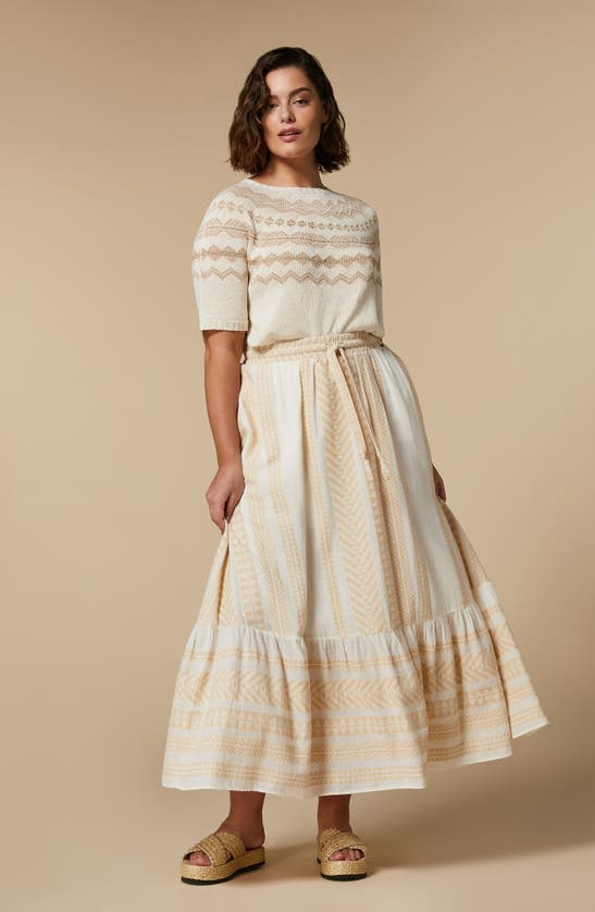 Shop Marina Rinaldi Ribes Mixed Print Cotton Jacquard Skirt In White