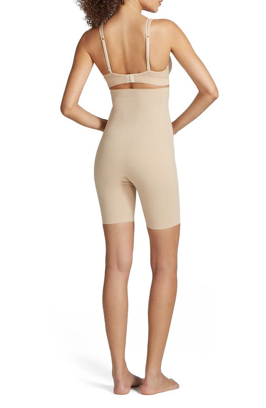 Shop Commando Luxe Control High Waist Shaping Shorts In Beige