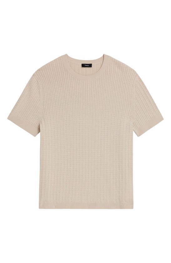 THEORY THEORY CABLE SHORT SLEEVE COTTON BLEND SWEATER