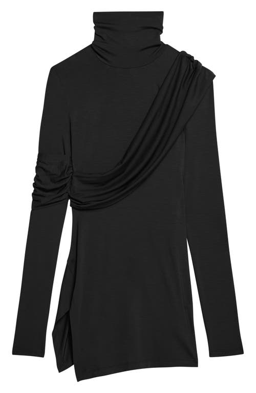 Shop Helmut Lang Protection Draped Asymmetric Turtleneck Top In Black