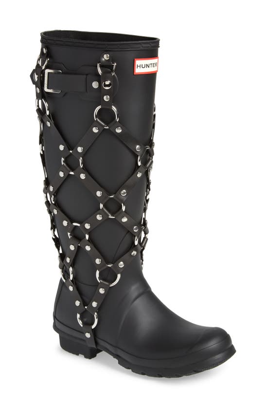 Noir Kei Ninomiya X Hunter Original Tall Studded Harness Waterproof Rain Boot In Black