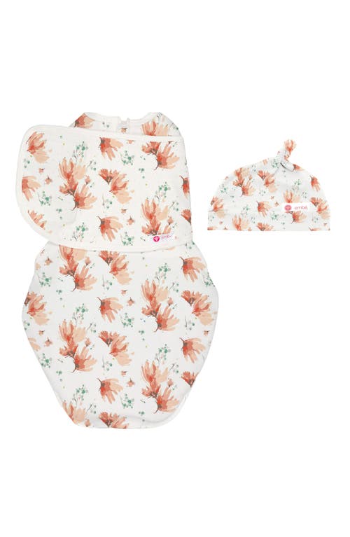 embé Starter 2-Way Swaddle & Hat Set in Light Pink Floral