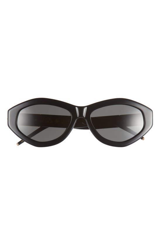 Casablanca Logo Plaque Oval Sunglasses In Black