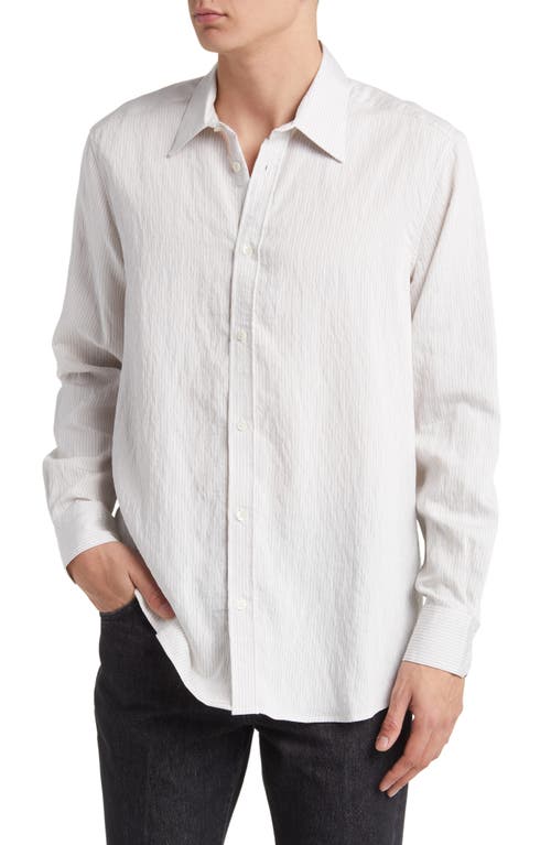 Stripe Button-Up Shirt in White /Black