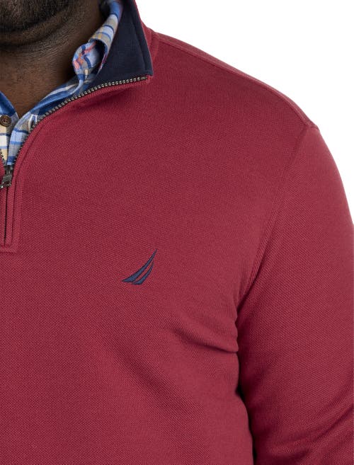 Nautica Mens Big & Tall Navtech Quarter-zip Sweatershirt In Autumn Berry