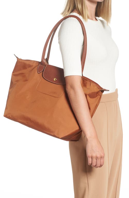 Longchamp Large Le Pliage Recycled Nylon Tote In Cognac