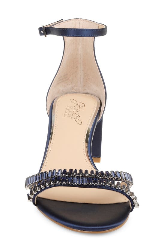 Jewel Badgley Mischka Joanne Embellished Block Heel Sandal In Navy
